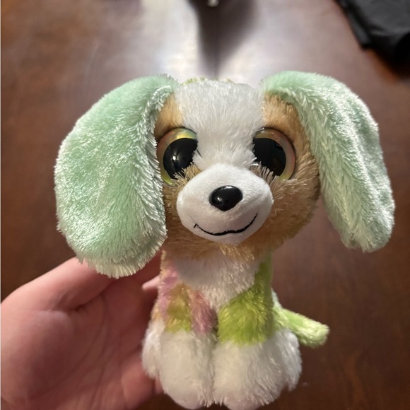 Adorable Green and White Stuffed Puppy Toy - Picture 1 of 6